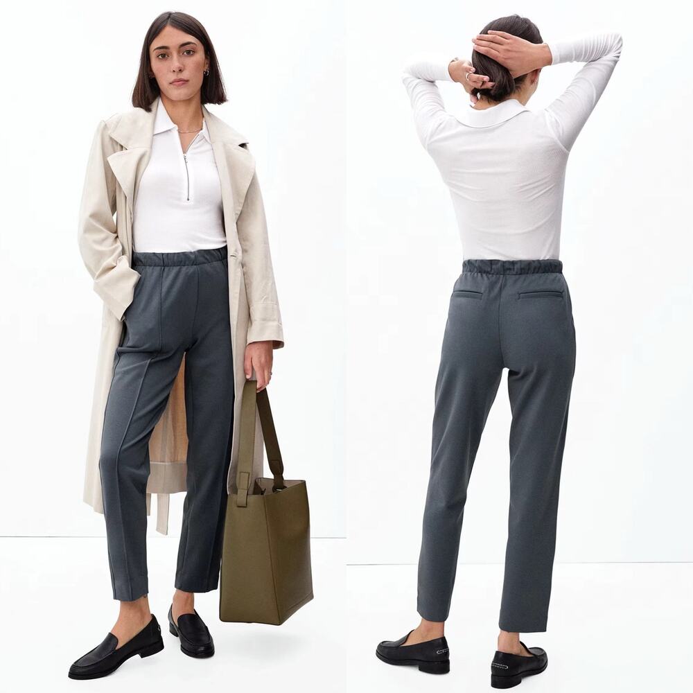 Everlane The Dream Pant Elastic Waist Tapered Leg Knit Pants Gray Women XS NWT